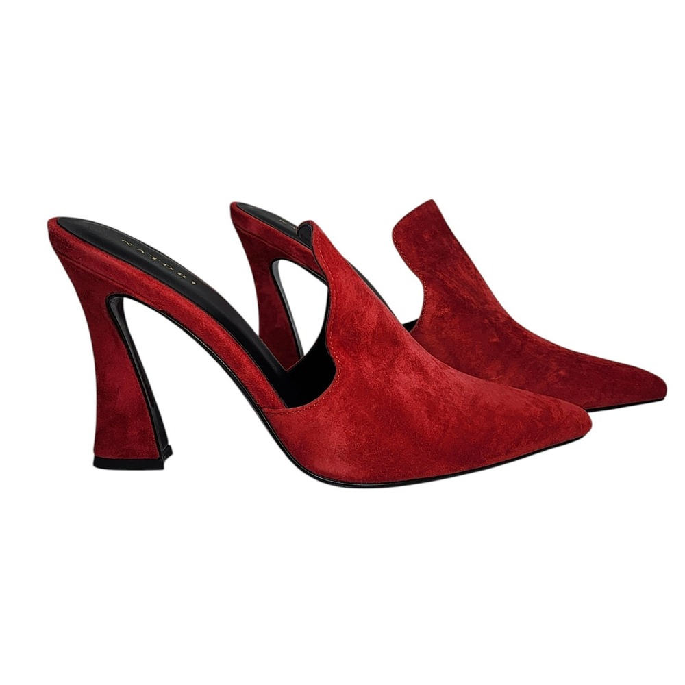 Natori Minh Brocade Red Suede Pointed Toe Mules Size 8.5 – New in Box - Picture 2 of 11